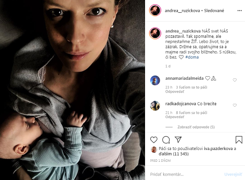 Andrea Růžičková Kerestešová zverejnila intímny záber so synčekom. 