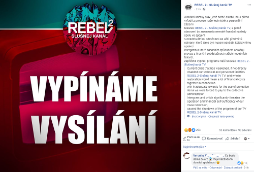 Stanica Rebel ohlásila ukončenie vysielania jedného svojho okruhu na svojom Facebookovom profile.
