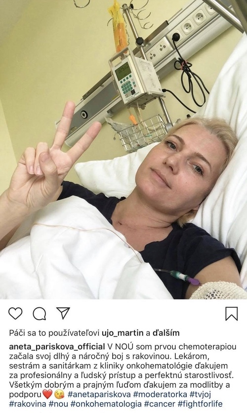 Aneta Parišková v utorok šokovala verejnosť s priznaním, že má rakovinu. 