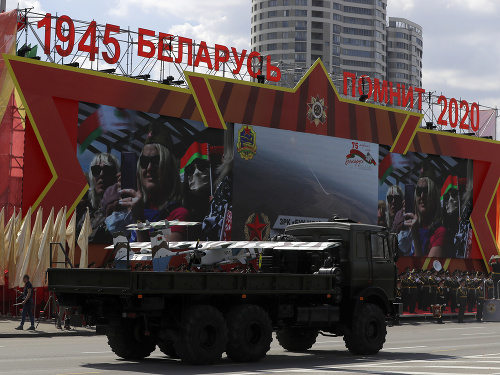 Bieloruské vojenské vozidlo počas