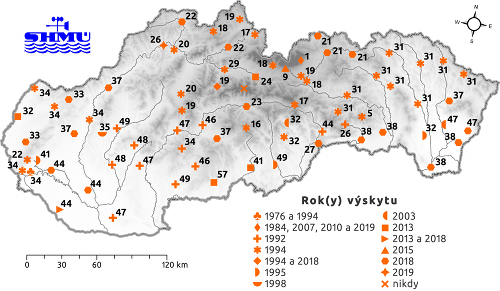 Trvanie a rok(y) výskytu najdlhšieho súvislého obdobia letných dní na vybraných aktívnych meteorologických staniciach s klimatologickým programom meraní a pozorovaní na Slovensku.