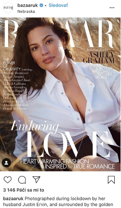 Ashley Graham na titulke júlového vydania Harper´s Bazaar. 