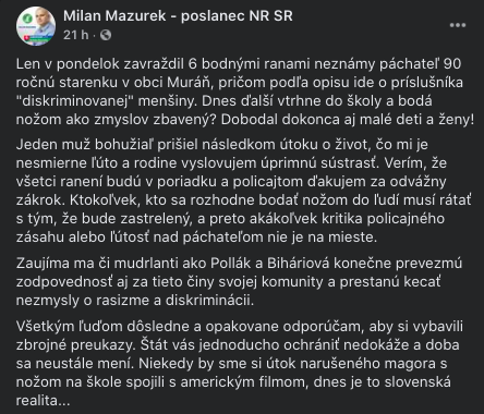 Milan Mazurek šíri hoax