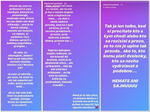 Martina Grešová sa k drsným komentárom na svoju adresu vyjadrila aj vo svojich príbehoch na Instagrame.