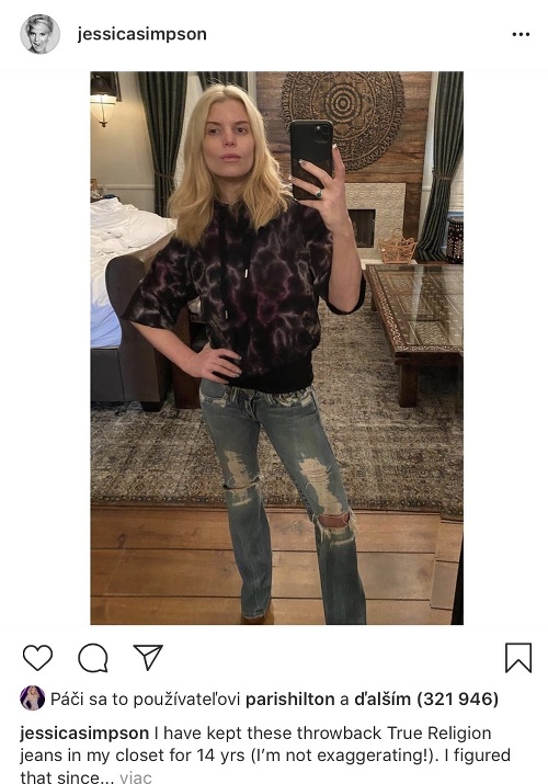 Jessica Simpson si obliekla džínsy, ktoré nosila pred 14 rokmi.