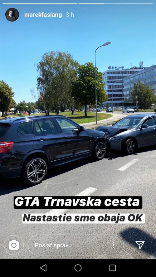 Marek Fašiang mal na Trnavskej ceste v Bratislave nehodu.