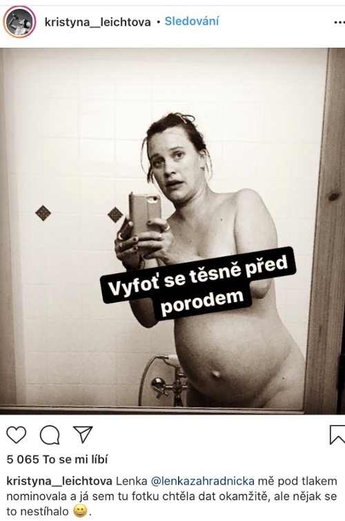 Kristýna Leichtová zverejnila na instagrame nahú fotku, ktorá vznikla pár minút pred narodením dcérky Rozárky. 