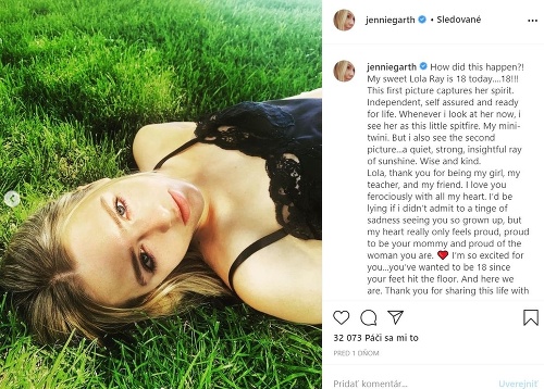 Jennie Garth sa pochválila fotkou svojej 18-ročnej dcéry. 