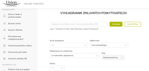 Online pobočka ZP Union