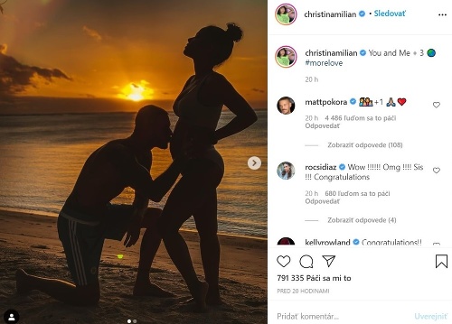 Christina Milian oznámila fanúšikom, že sa ich rodinka čochvíľa rozrastie. 