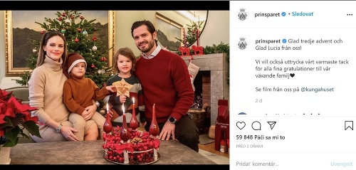 Švédsky princ s manželkou zverejnili takúto krásnu vianočnú fotku, na ktorej sa brunetke pod oblečením črtá tehotenské bruško. 