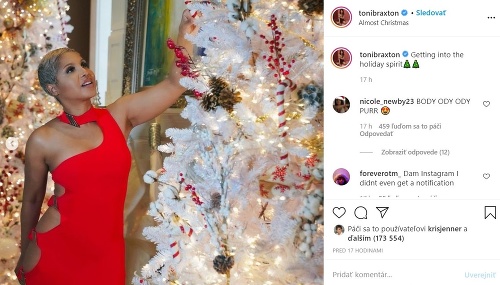 Aj Toni Braxton sa s fanúšikmi podelila o zábery s vianočnou tematikou. 