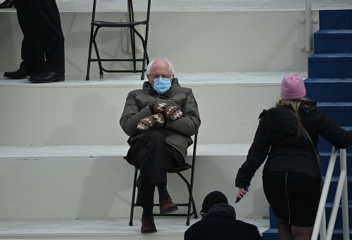 Bernie Sanders na inaugurácii Joe Bidena.