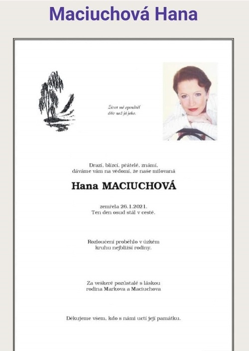 Zosnulá herečka Maciuchová (†75)