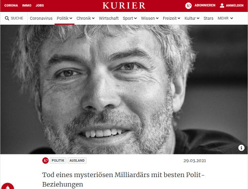 Rakúsky Kurier píše v titulku o tajomnom miliardárovi s najlepšími politickými vzťahmi.