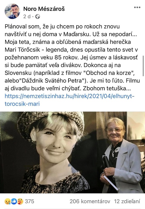 Zomrela kráska zo slovenského