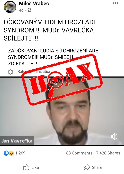 POZOR, lekár šíri HOAX