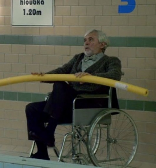 Josef Abrhám v roku 2016 na vozíčku vo filme Jak básníci čekají na zázrak