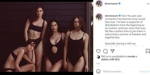 Demi Moore nedávno s dcérami robili reklamu na plavkovú kolekciu. Slávna mama pri nich vyzerá ako ich staršia sestra. 