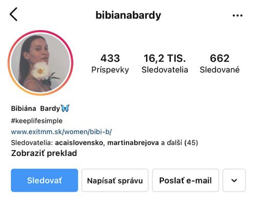 Modelka Bibi Baltovičová si už na Instagrame zmenila priezvisko.