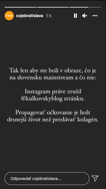 Kulkovskému zablokovali Instagram