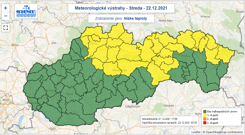 SHMÚ vydal na noc