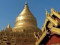 Na vrchole Zlatej pagody je diamantový púčik, ktorý tvoria tisíce diamantov, Mjanmarsko