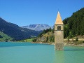 Umelé jazero Reschensee, Taliansko