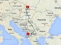 Mapa cesty zo Slovenska