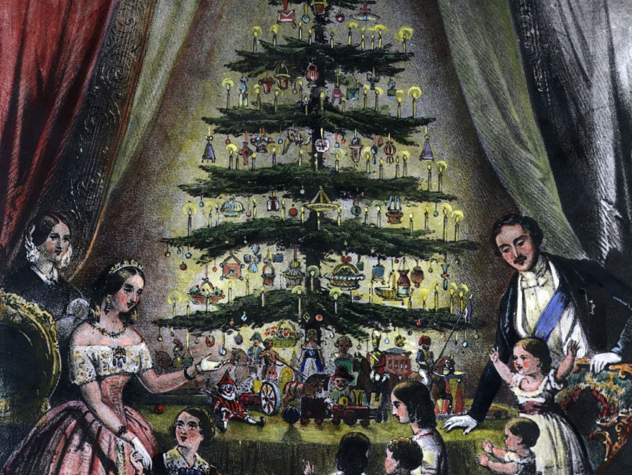 Kráľovná Viktória, princ Albert a ich deti na Vianoce 1848