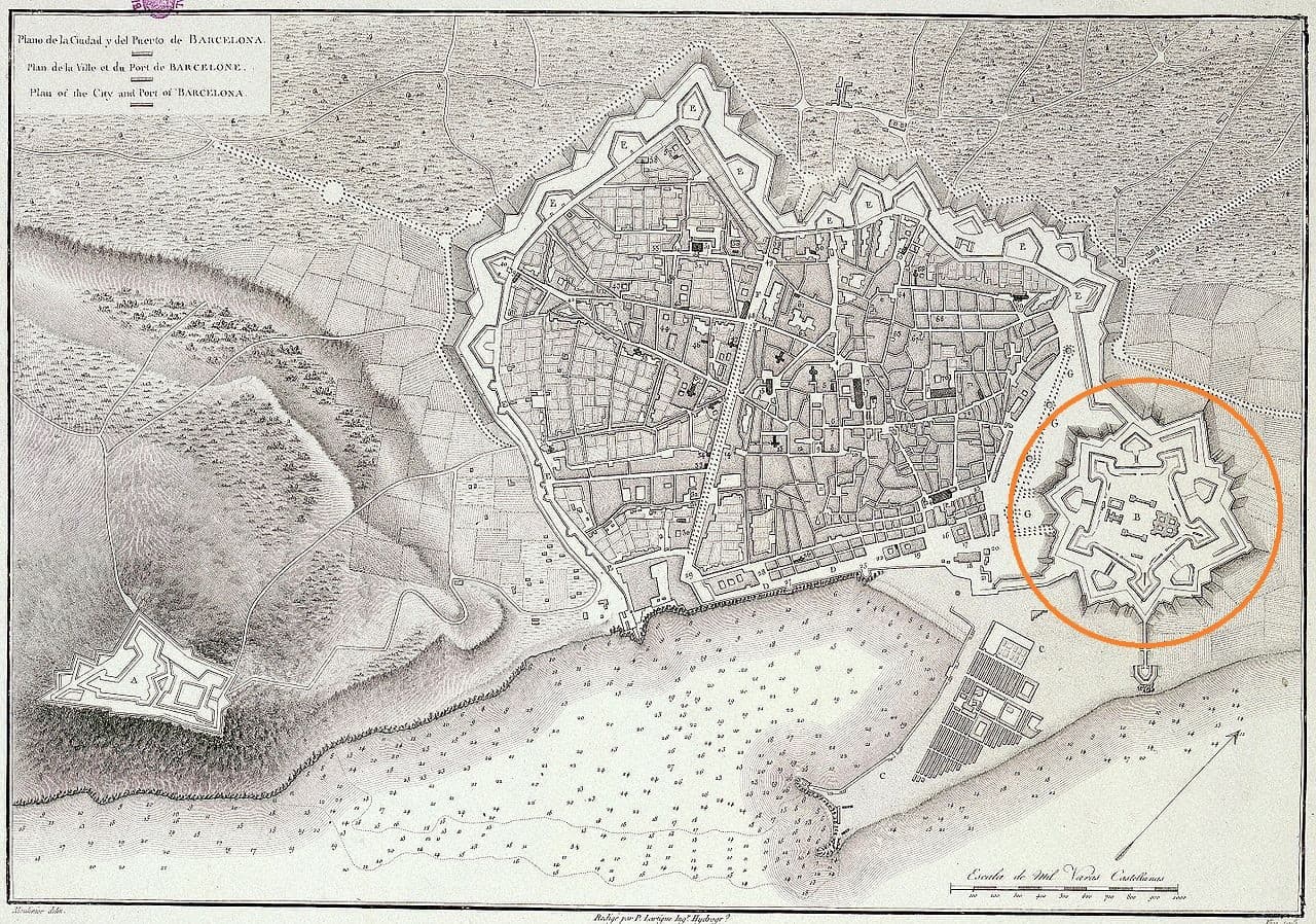 Mapa Barcelony v roku 1806