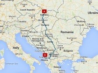 Mapa cesty zo Slovenska do Albánska