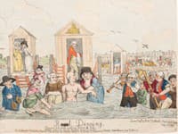 Juraj III. sa kúpe vo Weymouthe 15. júla 1789 na rytine Johna Colleyho Nixona