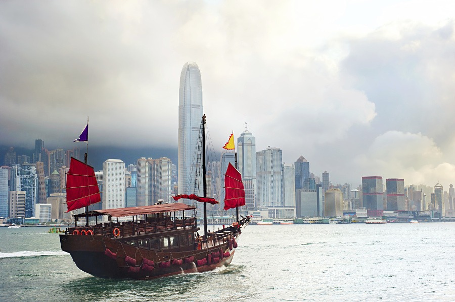 Tradičná loď v Hongkongu