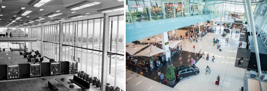 Foto vľavo: TASR, Foto vpravo: Letisko M. R. Štefánika – Airport Bratislava