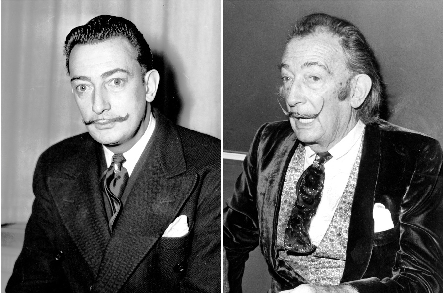 Salvador Dalí v roku 1942 a 1971