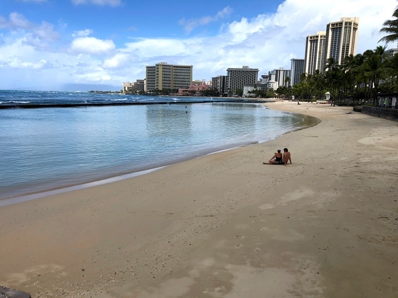 Pláž Waikiki v Honolulu na Havaji