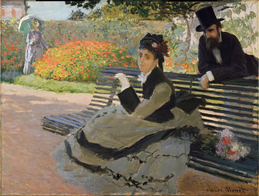 Camille Monet na lavičke, 1873