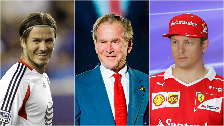 David Beckjam, George W. Bush a Kimi Räikkönen. © TASR/AP