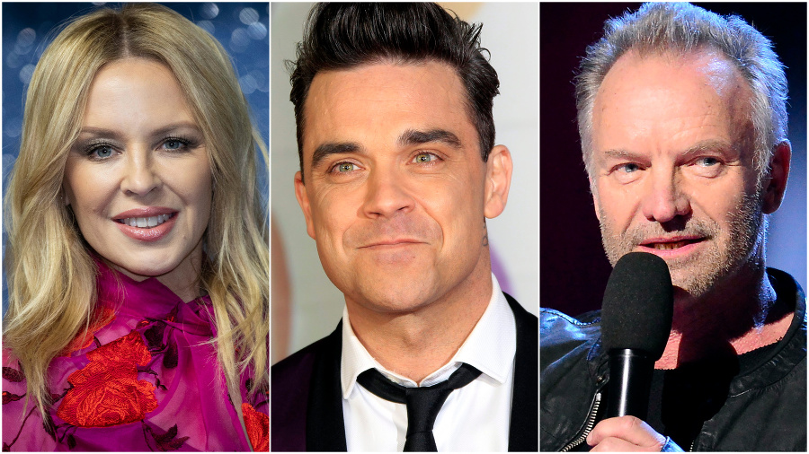 Kylie Minogue, Robbie Williams a Sting. © TASR/AP
