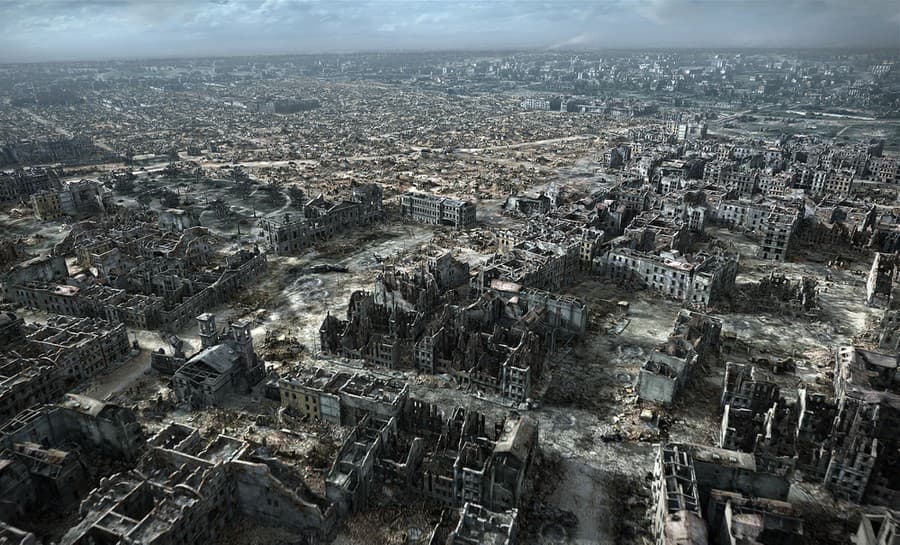 Záber z 3D filmu o zničenej Varšave