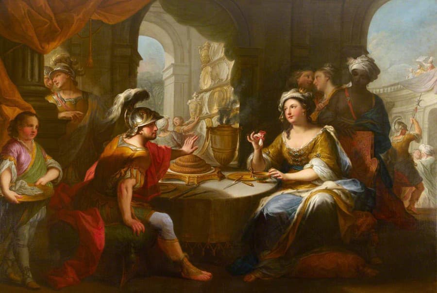 Andrea Casali: Kleopatra rozpúšťa perlu vo víne (medzi 1725 až 1784)