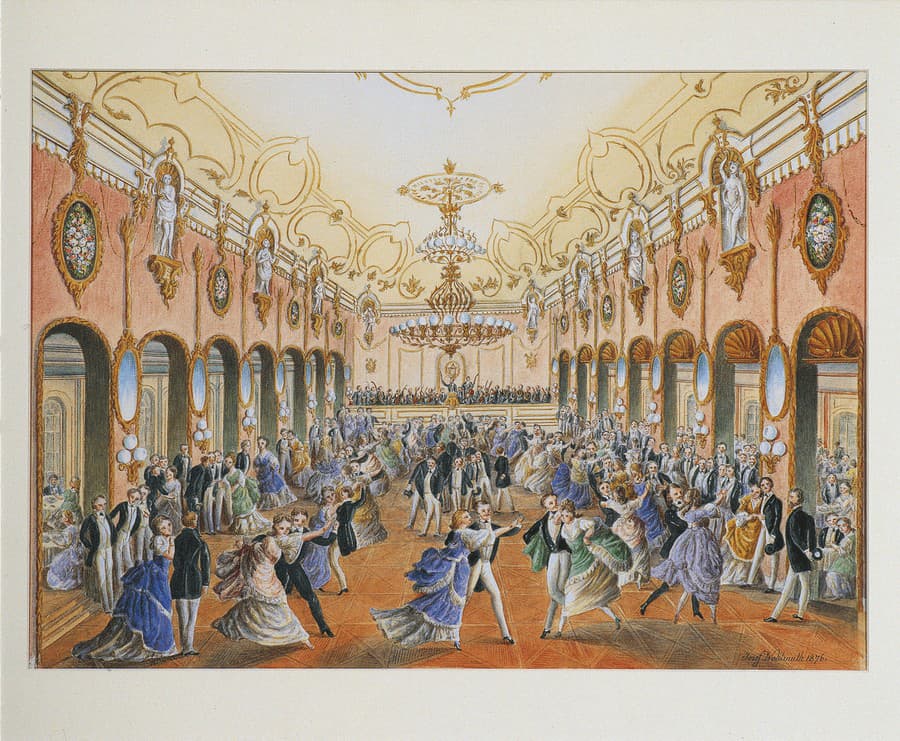 Bál v časoch Johanna Straussa, historická maľba z roku 1876
