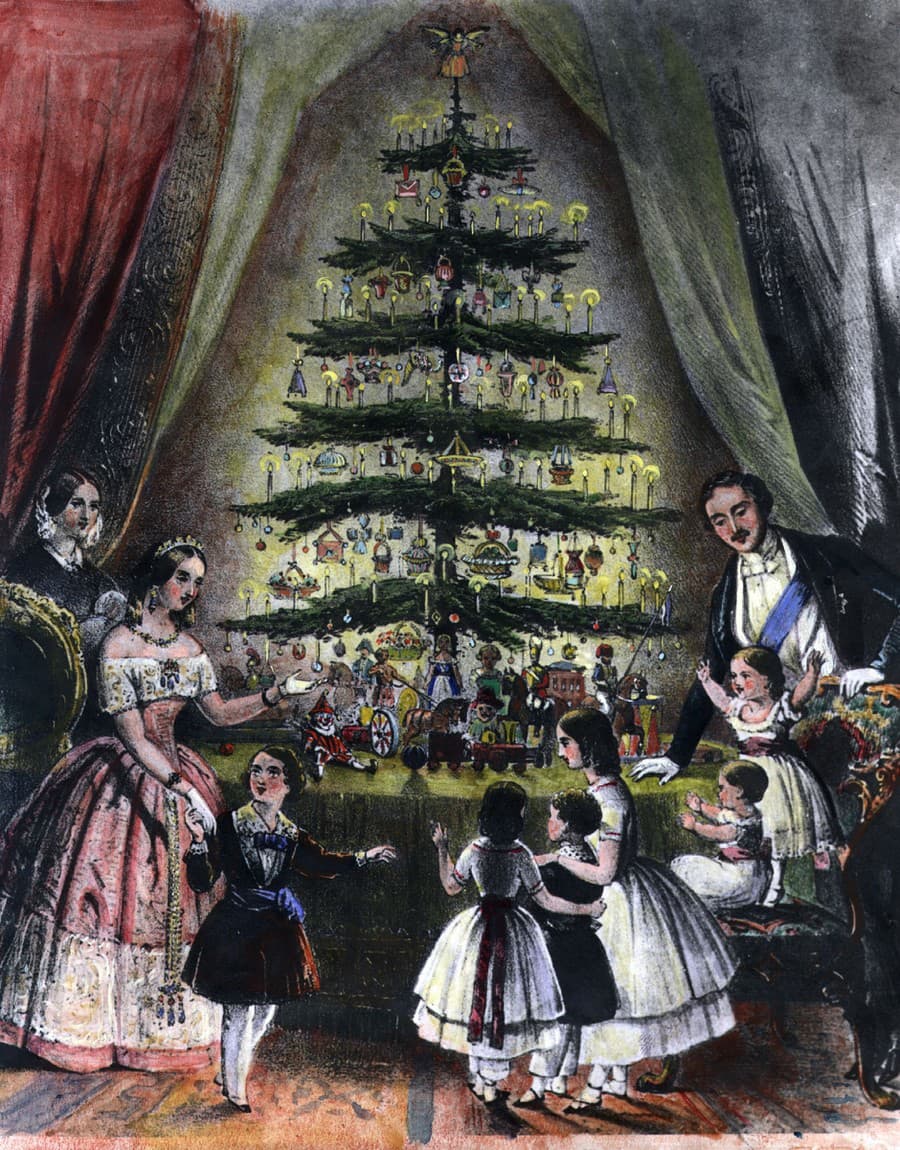 Kráľovná Viktória, princ Albert a ich deti na Vianoce 1848