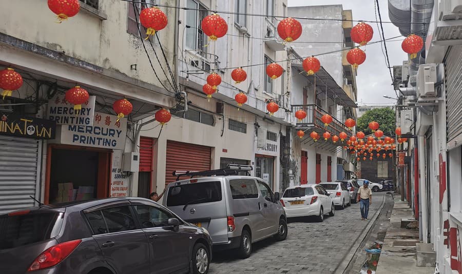Štvrť China town v Port Louis