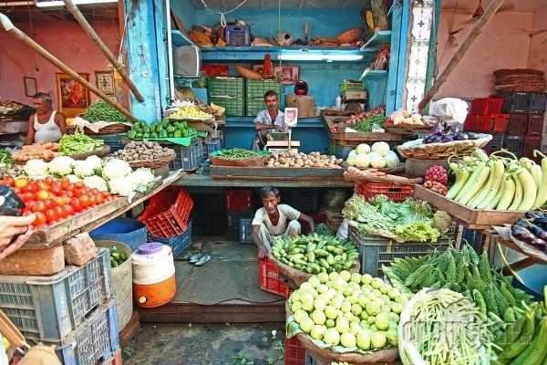 Trh so zeleninou, Dillí,