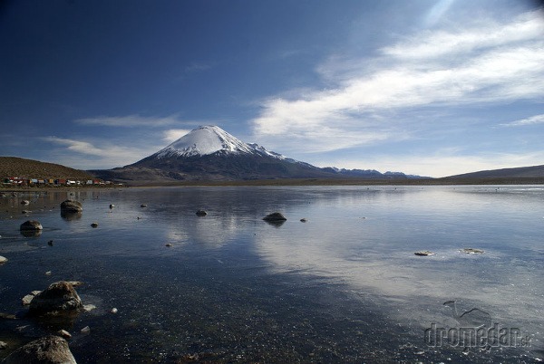 Vulkán Parinacota, hranica Bolívie