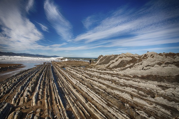 Pláže pri mestečku Zumaia, Španielsko