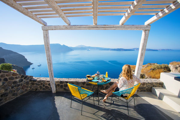 Výhľad z gréckej reštaurácie