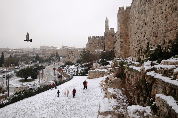 Zasnežený Jeruzalem